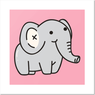 Cute Baby Elephant Doodle Drawing Posters and Art